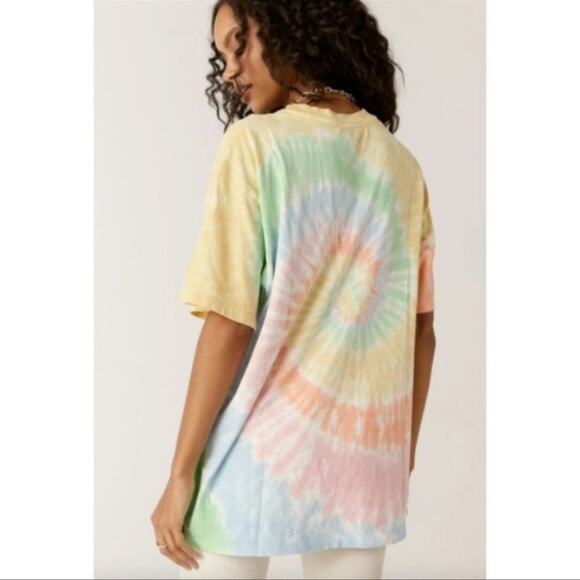 Daydreamer tie dye weekend tee top in faded neon Loungewear size small - Picture 2 of 7